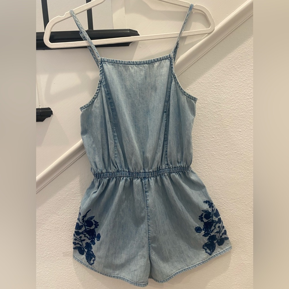 Mossimo Denim Floral Embroidered Romper